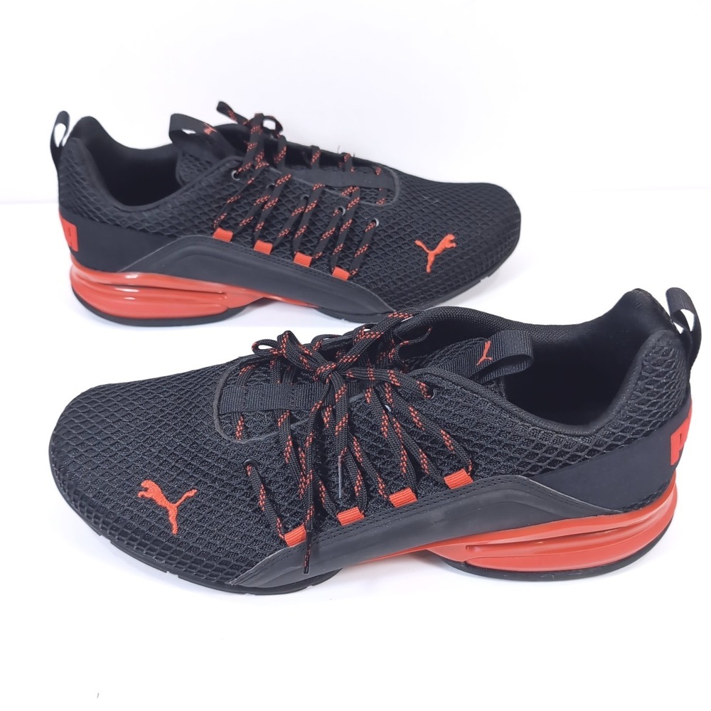 Puma Axelion Spark Sneaker Shoe Mens Size 13 Black High Risk Red Casual 19348101